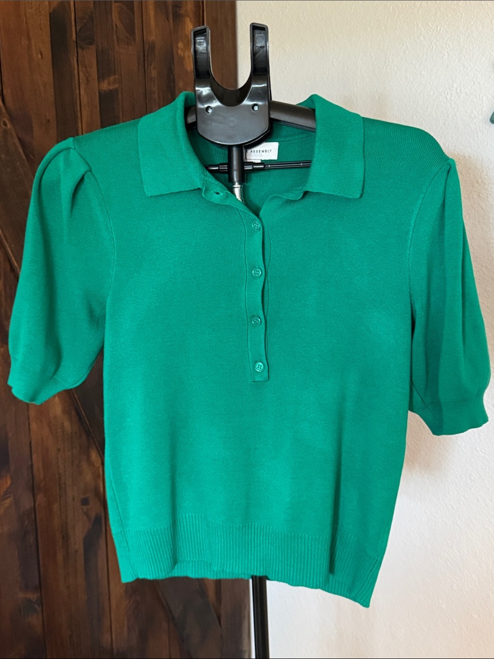 Club Monaco Emerald Green Short-Sleeve Polo Knit Top
